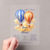 愛は空気の中にある熱気球の旅結婚行 アクリル招待状 (インサイチュ (ポータブル))