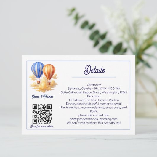 愛は空気の中にある熱気球の旅結婚行 エンクロージャーカード (スタンド正面)