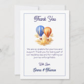 愛は空気の中にある熱気球の旅結婚行 サンキューカード (正面)