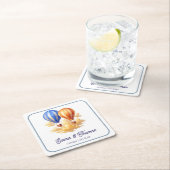 愛は空気の中にある熱気球の旅結婚行 スクエアペーパーコースター (インサイチュ)