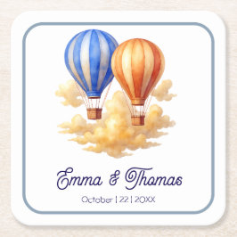 愛は空気の中にある熱気球の旅結婚行 スクエアペーパーコースター