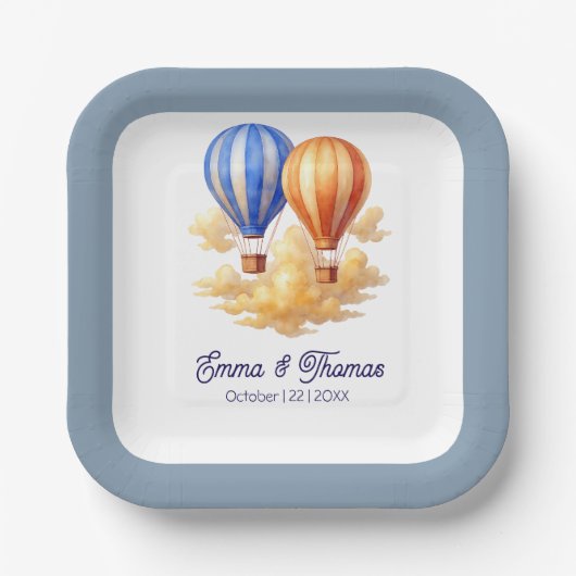 愛は空気の中にある熱気球の旅結婚行 ペーパープレート (正面)