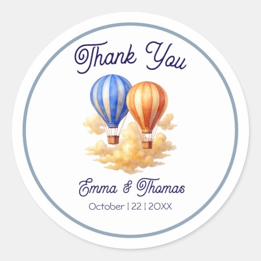 愛は空気の中にある熱気球の旅結婚行 ラウンドシール (正面)