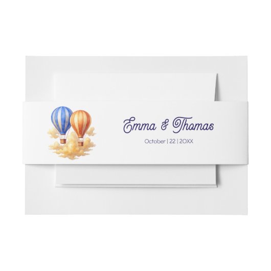 愛は空気の中にある熱気球の旅結婚行 招待状ベリーバンド (正面例)