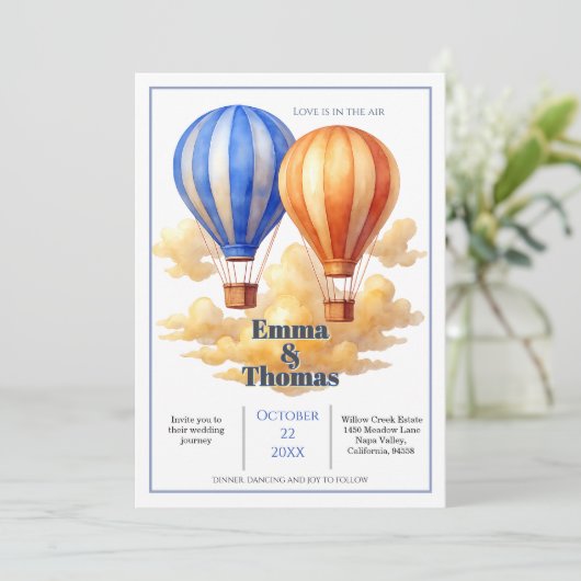 愛は空気の中にある熱気球の旅結婚行 招待状 (スタンド正面)