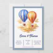 愛は空気の中にある熱気球の旅結婚行 招待状 (正面)