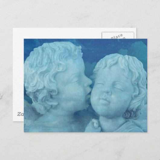 愛は空気の中にある、ヴィンテージ石の天使キスをする ポストカード