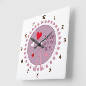 愛は空気の壁の時計にある スクエア壁時計 (傾斜)