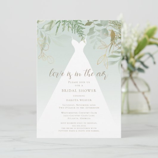 愛は空気の緑のブライダルシャワー 招待状 (スタンド正面)