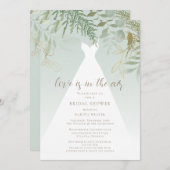 愛は空気の緑のブライダルシャワー 招待状 (正面/裏面)
