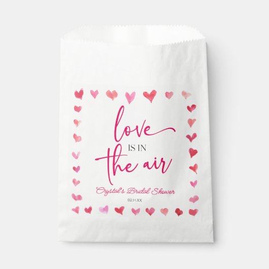 愛は空気の赤ピンクのハートブライダルシャワー フェイバーバッグ (正面)