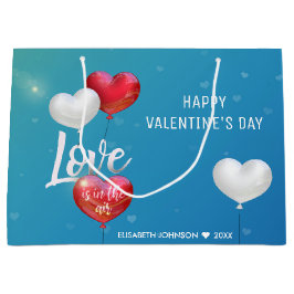 愛は空気バレンタインデン風船にある – 抱き枕 ラージペーパーバッグ