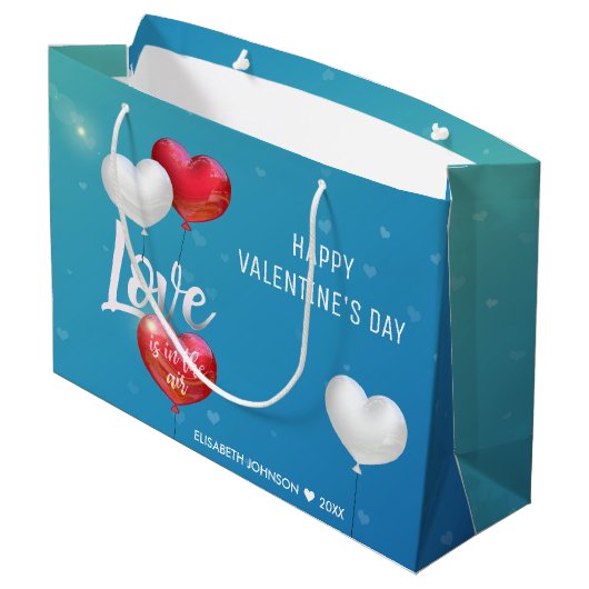 愛は空気バレンタインデン風船にある – 抱き枕 ラージペーパーバッグ (裏面アングル)