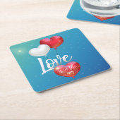 愛は空気バレンタインバルーン紙コースター スクエアペーパーコースター (アングル)