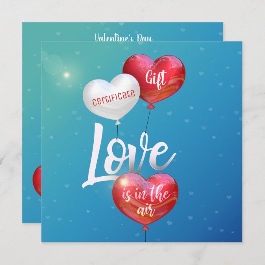 愛は空気バレンタイン風船ギフトクーポンに含まれる シーズンカード (正面/裏面)