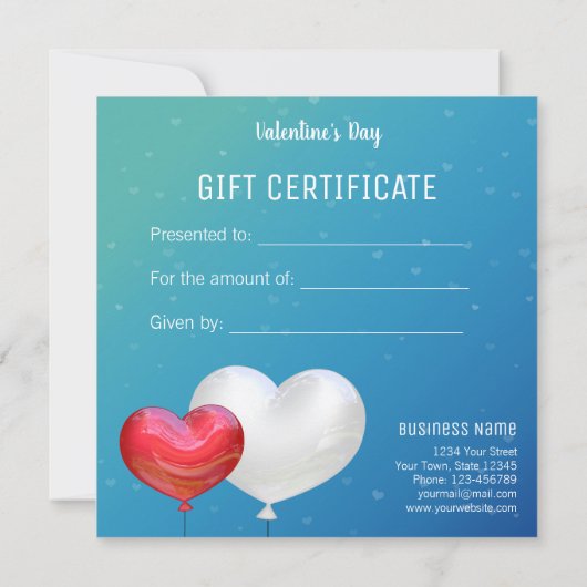 愛は空気バレンタイン風船ギフトクーポンに含まれる シーズンカード (裏面)