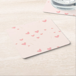 愛は空気ピンクのハート スクエアペーパーコースター