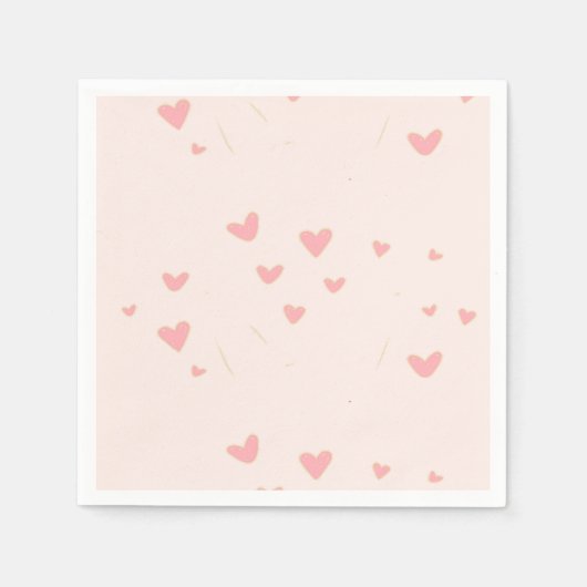 愛は空気ピンクのハート スタンダードカクテルナプキン (正面)