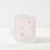 愛は空気ピンクのハート フロストグラスマグカップ (正面左)