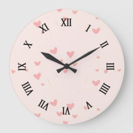 愛は空気ピンクのハート ラージ壁時計