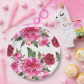 愛は空気ピンクのフローラブライダルシャワー ペーパープレート (パーティー)