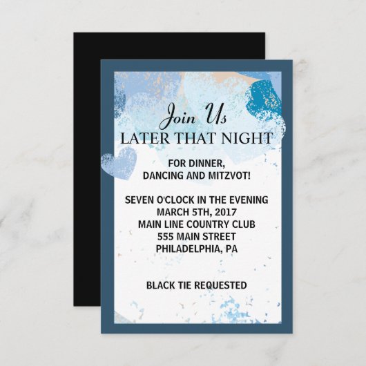 愛は空気ユダヤ人の結婚式のレセプションカードにある 招待状 (正面/裏面)