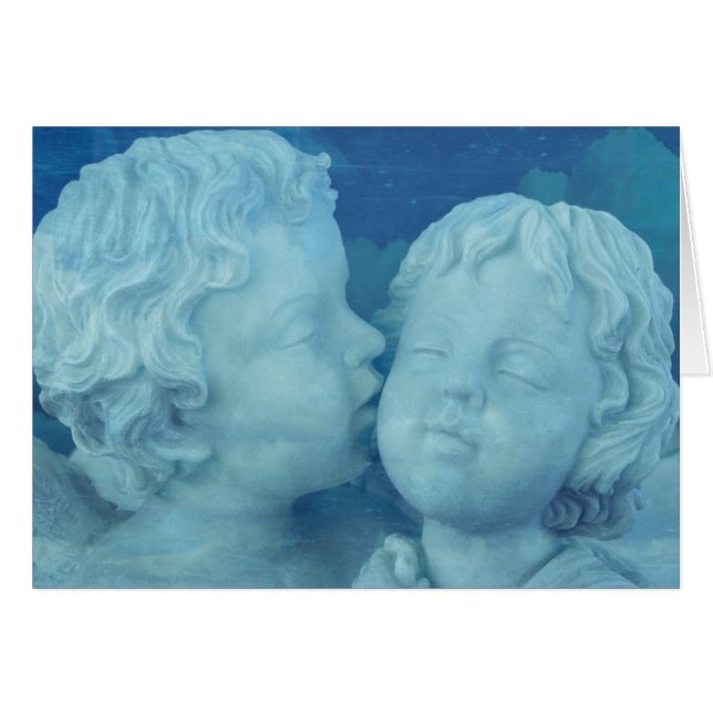 愛は空気、ヴィンテージの石造りの天使の接吻にあります (正面横)