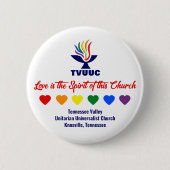 愛は精神である – レインボーハート 缶バッジ (正面)