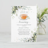 愛は紅茶を醸造しているパーティーブライダルシャワー 招待状 (スタンド正面)