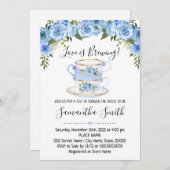 愛は紅茶を醸造しているブライダルシャワーブルーの招待 シーズンカード (正面/裏面)