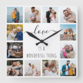 愛は素晴らしいことである引用文12フォトホワイト スクエア壁時計 (正面)