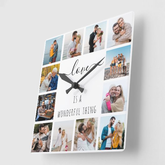 愛は素晴らしいことである引用文12フォトホワイト スクエア壁時計 (傾斜)