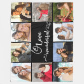 愛は素晴らしいもの10フォトコラージブラック フリースブランケット (正面)