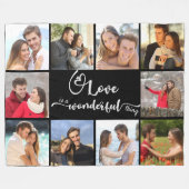 愛は素晴らしいもの10フォトコラージブラック フリースブランケット (正面(横))