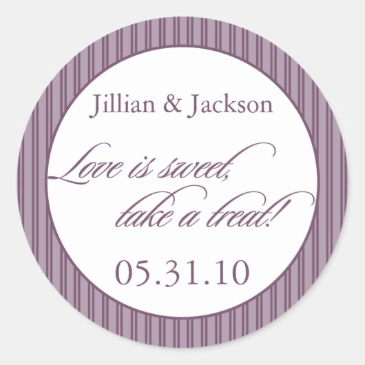 愛は紫のステッカー ラウンドシール (正面)