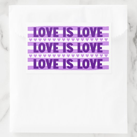 愛は紫 長方形シール (バッグ)