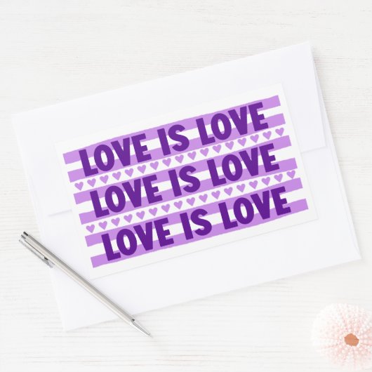 愛は紫 長方形シール (封筒)