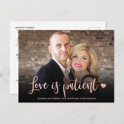 愛は結婚患者が延期されるシンプル写真 案内ポストカード (正面/裏面)