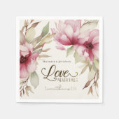 愛は絶対に聖書の聖句ピンクのフローラに失敗しない スタンダードカクテルナプキン (正面)