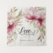 愛は絶対に聖書の聖句ピンクのフローラに失敗しない タペストリー (正面)