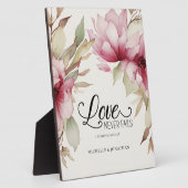 愛は絶対に聖書の聖句ピンクのフローラに失敗しない フォトプラーク (側面)
