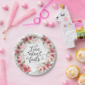 愛は絶対に聖書の聖句ピンクのフローラリース ペーパープレート (パーティー)