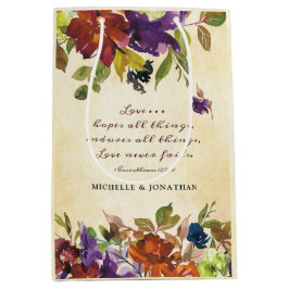 愛は絶対に聖書の聖句秋フローラ結婚 ミディアムペーパーバッグ