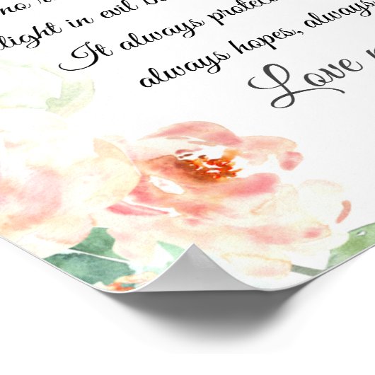 愛は絶対に聖書の聖句赤面フローラ ポスター (角)