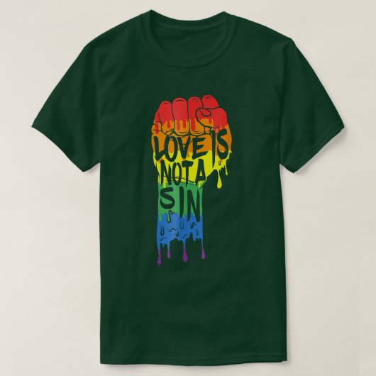 愛は罪ではないLGBTゲイプライドレインボーフラッグティー Tシャツ (デザイン正面)