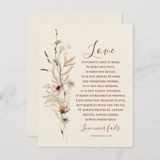 愛は聖書の祝い結婚のカードを必ず破る (正面/裏面)