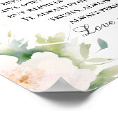 愛は聖書の聖句の白いエレガントフローラを破らない ポスター (角)