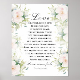 愛は聖書の聖句の白いエレガントフローラを破らない ポスター