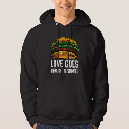 愛は胃袋を通る チーズバーガー 腹ペコ パーカ (正面)