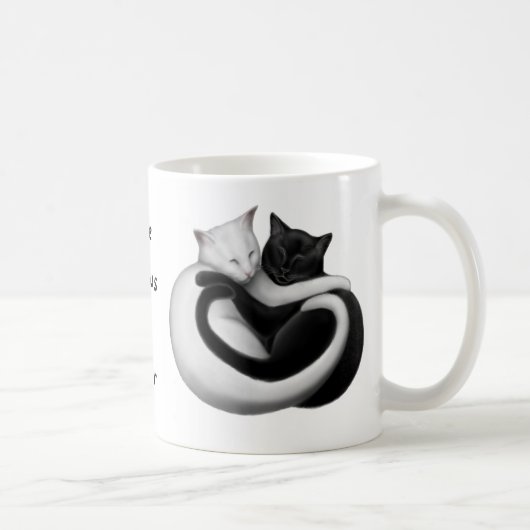愛は色猫のマグを知っていません コーヒーマグカップ (右)